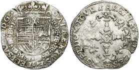 TOURNAI, Seigneurie, Albert et Isabelle (1598-1621), billon stoter (huitième de florin), 1600. D/ Ecu couronné, entouré du collier de la Toison d'or. ...