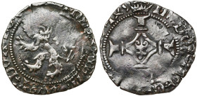 NAMUR, Comté, Philippe le Beau (1482-1506), Cu double mite, 149 (sic, pour 1499). D/ Lion rampant à g. R/ Croix pattée, un briquet en coeur. G.H. 129-...