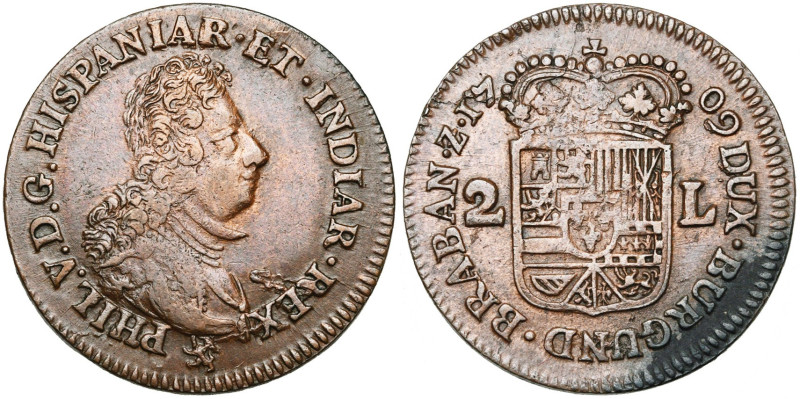 NAMUR, Comté, Philippe V (1700-1711), Cu double liard au buste, 1709. D/ B. à d....