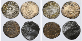 NAMUR, Comté, lot de 4 p.: Gui de Dampierre (1263-1297), esterlin à l'écu, à partir de 1283; Guillaume II (1391-1418), double mite aux écus, double mi...
