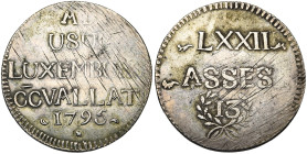 LUXEMBOURG, assiégée par l'armée française (1794-1795), AR écu de 72 sols, 1795. D/ Dans le champ: AD/ USUM/ LUXEMBURGI/ CCVALLATI/ 1795. R/ Dans le c...