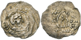 LIEGE, Principauté, AR denier, Huy. Au titre d'Henri III, empereur (1046-1056). D/ HE[NRIC]VS [ ] T. à d. R/  D[OMITIANV]S Deux lignes verticales sép...