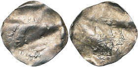 LIEGE, Principauté, AR denier, vers 1050, Liège. D/ T. de saint Lambert à d. (?). R/ Croisette cantonnée de quatre points, dans un losange. Dengis 80;...