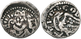 LIEGE, Principauté, Jean d'Eppes (1229-1238), AR denier, à partir de 1233, Tongres. D/ IOH'-S B. mitré de f., ten. une crosse et les Evangiles. R/ EP'...