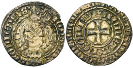 LIEGE, Principauté, Jean d'Arckel (1364-1378), AR gros au buste, Liège. D/ IOH'S EP'S - LEODIENSIS B. mitré de l'évêque de f. au-dessus de son écu, bé...