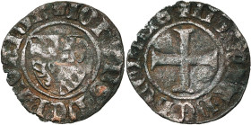 LIEGE, Principauté, Jean de Bavière, élu (1389-1418), billon brûlé, Liège. D/ + IOHANS DE BAVARIA Ecu écartelé de Bavière-Palatinat. R/ + MONETA DE LE...