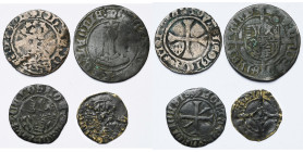 LIEGE, Principauté, lot de 4 cuivres: Jean de Bavière (1389-1418), brûlé (Beau); Jean de Heinsberg (1419-1455), grand brûlé (Beau), brûlé (avec la cro...