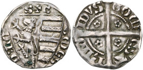 LOON, Graafschap, Arnold V (1279-1323), AR sterling, ca. 1289-1290. Geslagen in conventie met Jan I van Brabant. Vz/ + C-OMES- D: LO-S Gedeeld schild ...