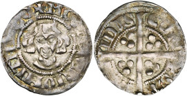 LOON, Graafschap, Arnold V (1279-1323), AR sterling, ca. 1297, Hasselt. Vz/ + MONETE CIOMIT DE LO Hoofd v.v. Kz/ COM-ES A-RNO-IDVS Lang gevoet kruis m...