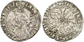 LOON, Graafschap, Diederik van Heinsberg (1336-1361), AR groot met het majesteitstype (keizersgroot), Hasselt. Vz/ THEODRIC'- COMES LO-S Zittende vors...
