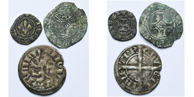 lot van 3 st.: Gerdingen, Johanna van Merwede (1449-1467), maille tournois (oboo...
