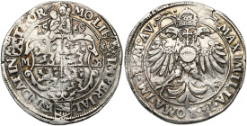 THORN, Abdij, Margaretha van Brederode (1557-1577), AR halve rijksdaalder, 1569. Met titel van Maximiliaan II. Vz/ Versierd wapenschild met vier leeuw...