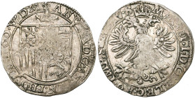 THORN, Abdij, Anna van der Marck (1604-1631), AR arendschelling (vier stuiver), z.j. Met titel van Matthias II (1608-1619). Vz/ Wapenschild op een Bou...