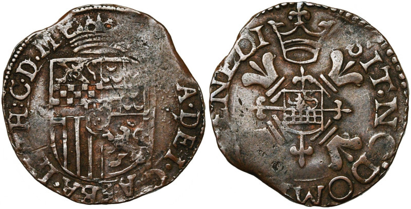 THORN, Abdij, Anna van der Marck (1604-1631), Cu oord, z.j. Zonder roosjes. Vz/ ...