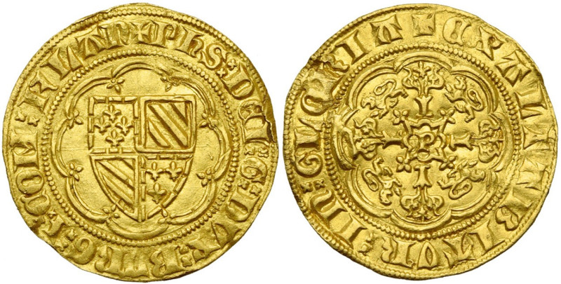 VLAANDEREN, Graafschap, Philips de Stoute (1384-1404), AV kwart gouden nobel, 13...