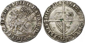 VLAANDEREN, Graafschap, Philips de Stoute (1384-1404), AR dubbele groot botdrager, 1389-1404, Gent, Mechelen en Brugge. Vz/ Zittende leeuw n. l. Kz/ L...