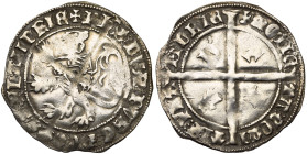 VLAANDEREN, Graafschap, Philips de Goede (1419-1467), AR dubbele groot kromstaart, 1419-1428, Gent. Λ zonder dwarsstreep. Vz/ Leeuw n. l. met het wape...