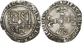 VLAANDEREN, Graafschap, Philips de Goede (1419-1467), AR dubbele stuiver, z.j. (1466-1467), Gent. Vz/ Bourgondisch wapenschild. Kz/ Gebloemd kruis met...