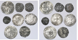 VLAANDEREN, Graafschap, lot van 8 st.: Philips de Goede (1419-1467), dubbele groot vierlander, dubbele mijt (2) en mijt; Karel de Stoute (1467-1477), ...
