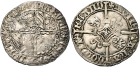 VLAANDEREN, Graafschap, Karel de Stoute (1467-1477), AR dubbele groot vierlander, z.j. (1467-1474), Brugge. Vz/ Bourgondisch wapen in het veld. Kz/ La...
