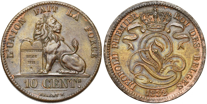BELGIQUE, Royaume, Léopold Ier (1831-1865), Cu 10 centimes, 1832. BRAEMT F. avec...