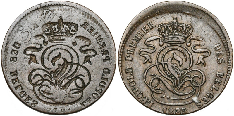 BELGIQUE, Royaume, Léopold Ier (1831-1865), Cu 2 centimes, 1835. Surfrappé sur 1...