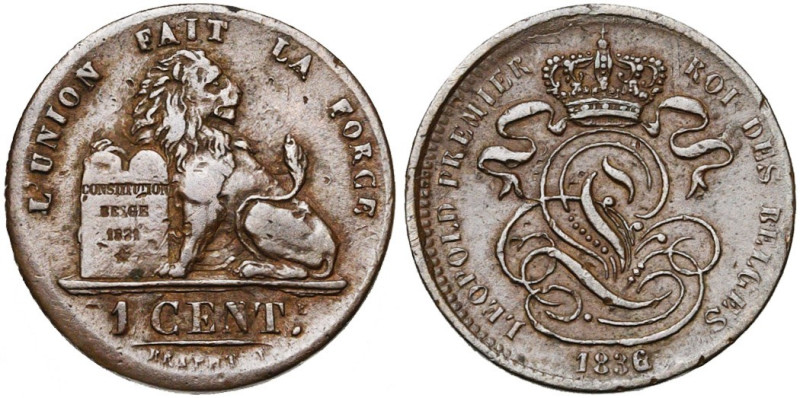 BELGIQUE, Royaume, Léopold Ier (1831-1865), Cu 1 centime, 1836 sur 1832. Bogaert...