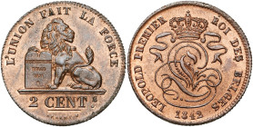 BELGIQUE, Royaume, Léopold Ier (1831-1865), Cu 2 centimes, 1842. Dupriez 198.

Superbe à Fleur de Coin / Extremely Fine - Uncirculated