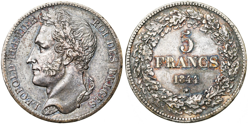 BELGIQUE, Royaume, Léopold Ier (1831-1865), AR 5 francs, 1844. Pos. A. Bogaert 2...