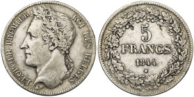 BELGIQUE, Royaume, Léopold Ier (1831-1865), AR 5 francs, 1844. Pos. A. Bogaert 206A. Rare.

Beau à Très Beau / Fine - Very Fine