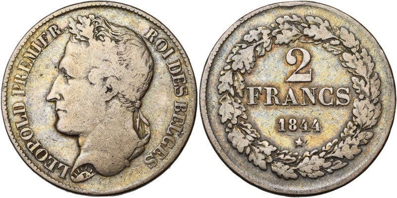 BELGIQUE, Royaume, Léopold Ier (1831-1865), AR 2 francs, 1844. Pos. B. Lettres i...