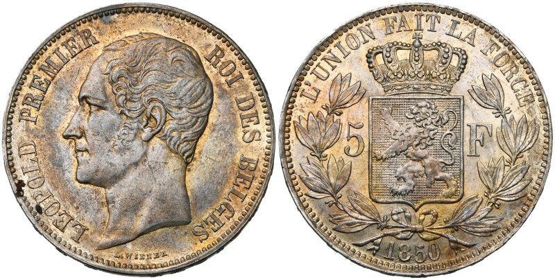 BELGIQUE, Royaume, Léopold Ier (1831-1865), AR 5 francs, 1850. Sans point au-des...