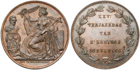 BELGIQUE, Royaume, Léopold Ier (1831-1865), Cu module de 5 centimes, 1856 NL. Verjaerdag van inhulding (sic). Cuivre. Dupriez 585. Petits coups au rev...