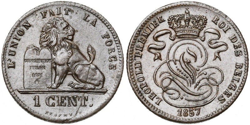 BELGIQUE, Royaume, Léopold Ier (1831-1865), Cu 1 centime, 1857. Dupriez 598. Rar...