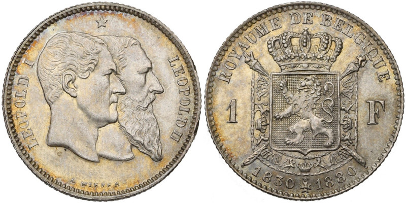 BELGIQUE, Royaume, Léopold II (1865-1909), AR 1 franc, 1880. Cinquantenaire de l...