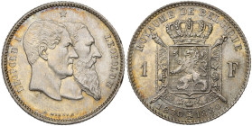 BELGIQUE, Royaume, Léopold II (1865-1909), AR 1 franc, 1880. Cinquantenaire de l'indépendance. Dupriez 1221. Légères traces d'ajustage.

Superbe à F...