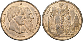 BELGIQUE, Royaume, Léopold II (1865-1909), module de 10 centimes, 1880. 10 rayons. Bronze clair. Tranche lisse. Frappe médaille. Dupriez 1225.

Fleu...