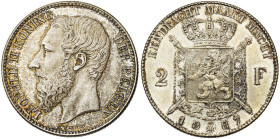 BELGIQUE, Royaume, Léopold II (1865-1909), AR 2 frank, 1887 NL. Dupriez 1247. Rare.

 

Fleur de Coin / Uncirculated
