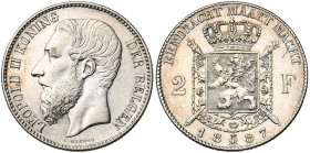 BELGIQUE, Royaume, Léopold II (1865-1909), AR 2 frank, 1887 NL. Dupriez 1247. Rare.

 

Très Beau / Very Fine