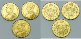 BELGIQUE, Royaume, Albert Ier (1909-1934), lot de 3 p. de 20 francs: 1914 FR, pos. A; 1914 NL, pos. A et pos. B. Dupriez 1976, 1981.

Superbe / Extr...