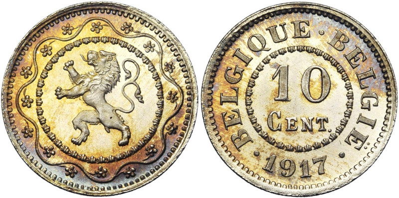 BELGIQUE, Royaume, Occupation allemande (1914-1918), 10 centimes, 1917 FR/NL. Re...