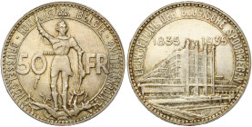 BELGIQUE, Royaume, Léopold III (1934-1951), AR 50 frank, 1935 NL. Pos. A. Exposition universelle - Centenaire des chemins de fer. Bogaert 2543A. Dans ...