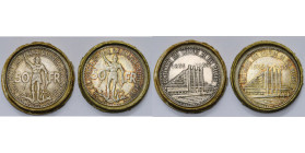 BELGIQUE, Royaume, Léopold III (1934-1951), lot de 2 p. de 50 francs 1935 FR, pos. A et B. Exposition Universelle de Bruxelles - Centenaire des chemin...