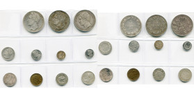 BELGIQUE, Royaume, lot de 11 p., dont: Léopold Ier, 5 francs, 1833 et 1848; 1 franc, 1844; 1/2 franc, 1834; 1/4 franc, 1834 (2).

Beau à Très Beau /...