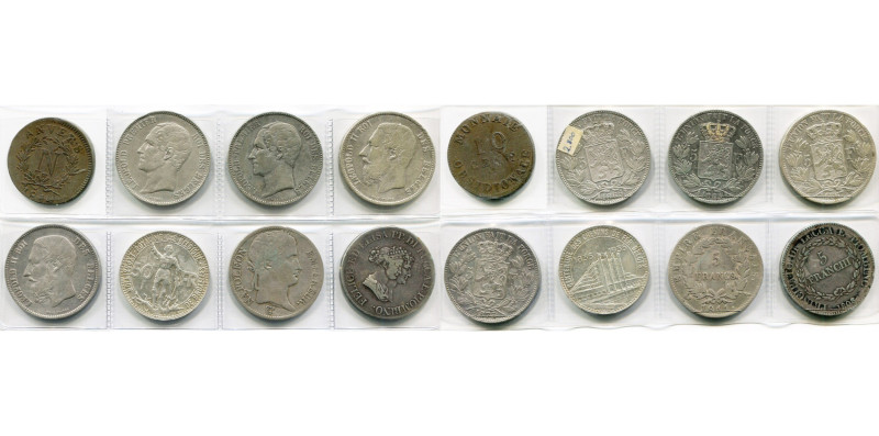BELGIQUE, Royaume, lot de 8 p.: Siège d'Anvers, Napoléon Ier, 10 centimes 1814 W...