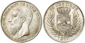 CONGO, Etat Indépendant, Léopold II (1885-1908), AR 50 centimes, 1887. Dupriez 31.

Superbe à Fleur de Coin / Extremely Fine - Uncirculated