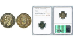 CONGO, Etat Indépendant, Léopold II (1885-1908), AR 50 centimes, 1887. Dupriez 31. Belle patine. Gradé NGC MS62.

Superbe / Extremely Fine