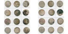FRANCE, Royaume, Louis XV (1715-1774), lot de 12 écus aux rameaux d'olivier: 1726, Paris (2), Rouen, Bordeaux, Lille, Rennes (2); 1727, Bordeaux, Bayo...