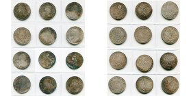 FRANCE, Royaume, Louis XV (1715-1774), lot de 12 écus aux rameaux d'olivier: 1728, Paris, Tours, Bordeaux; 1729, Paris, Pau; 1730, Rennes; 1721, Paris...