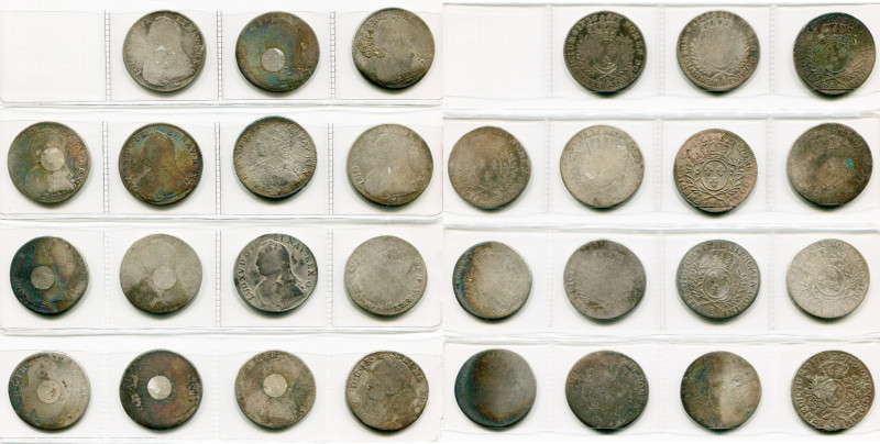 FRANCE, Royaume, Louis XV (1715-1774), lot de 15 p.: demi-écu aux rameaux d'oliv...